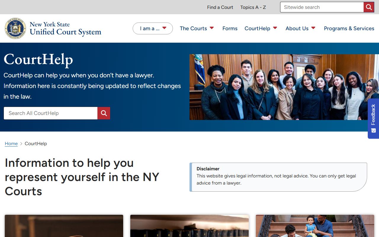 Albany County court records self-help on the New York Courts CourtHelp portal