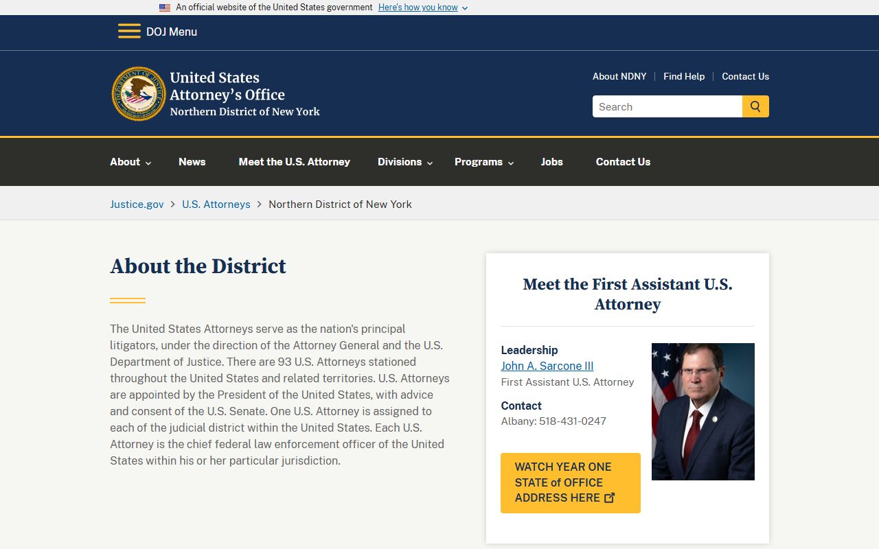 Albany County federal arrests prosecuted by the U.S. Attorney Northern District of New York