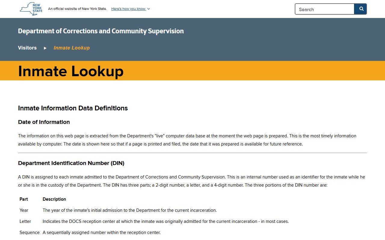 Albany County inmate search through the NY DOCCS state custody lookup