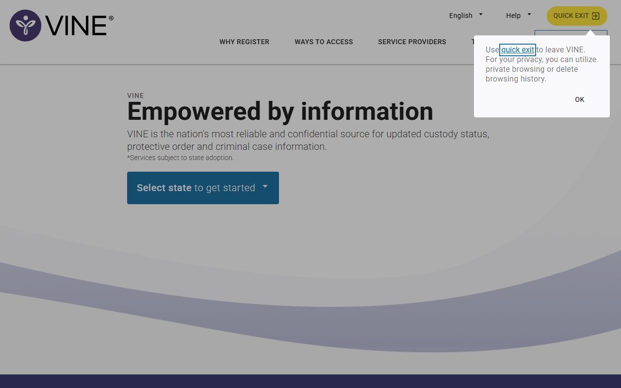 Albany County inmate custody notification setup through VINELink