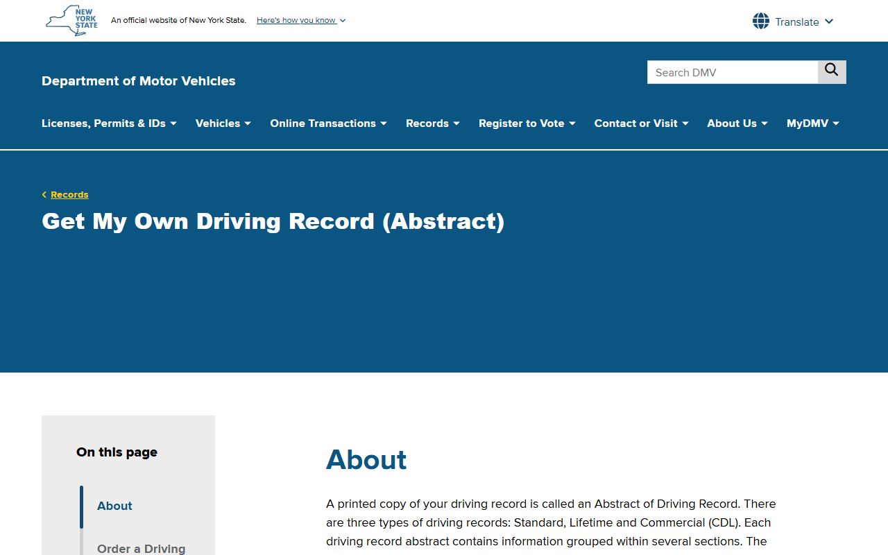Albany County traffic record compared with the NY DMV driver abstract